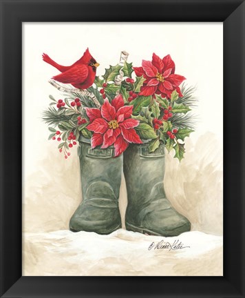 Framed Christmas Lodge Boots Print