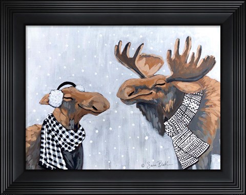 Framed Winter Moose Kisses Print