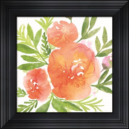 Framed Peachy Floral I Print