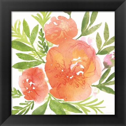 Framed Peachy Floral I Print