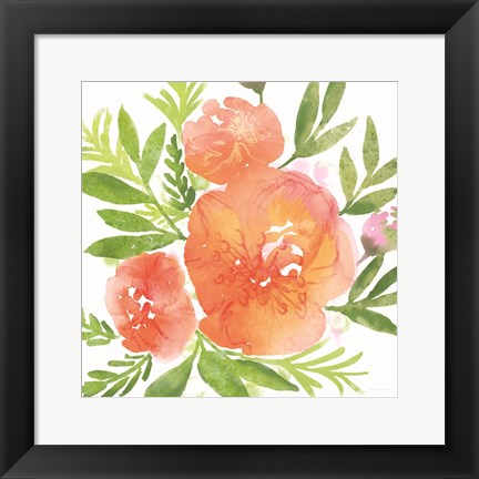 Framed Peachy Floral I Print