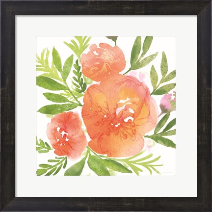Framed Peachy Floral I Print