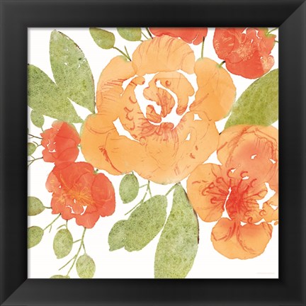 Framed Peachy Floral II Print