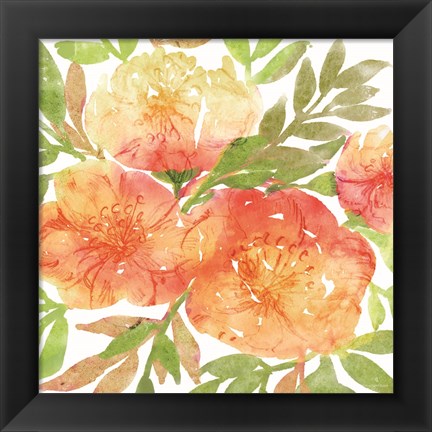 Framed Peachy Floral III Print