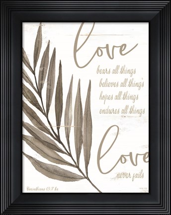Framed Love Never Fails Print