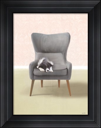 Framed Nap Time Collie Pup Print