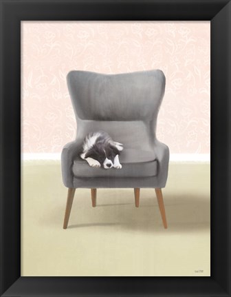 Framed Nap Time Collie Pup Print