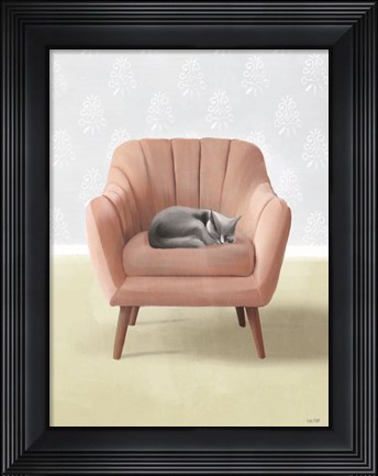 Framed Nap Time Gray Cat Print