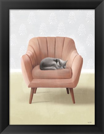 Framed Nap Time Gray Cat Print