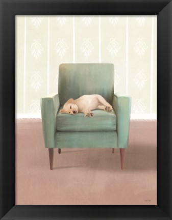 Framed Nap Time Golden Pup Print