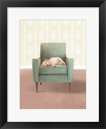 Framed Nap Time Golden Pup Print