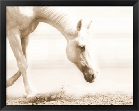 Framed Trail Horse Sepia Print