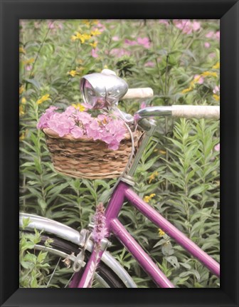 Framed Pink Garden Bike Print