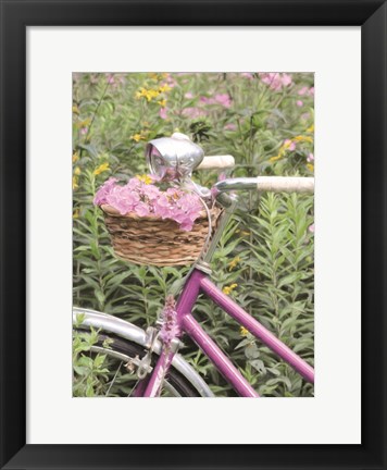 Framed Pink Garden Bike Print