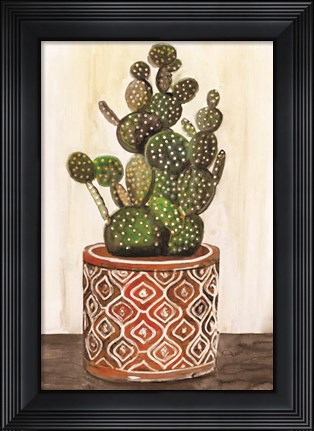 Framed Potted Cactus I Print