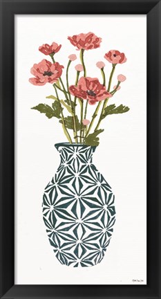 Framed Tile Vase with Bouquet I Print