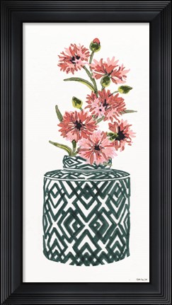 Framed Tile Vase with Bouquet II Print