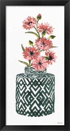 Framed Tile Vase with Bouquet II Print