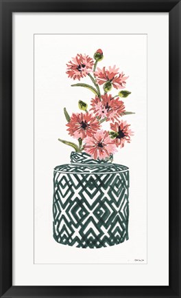 Framed Tile Vase with Bouquet II Print