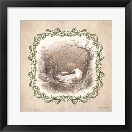 Framed Winter Scene Engraving Print