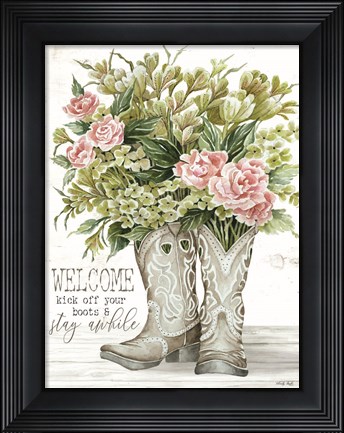 Framed Welcome Kick Off Your Boots Print