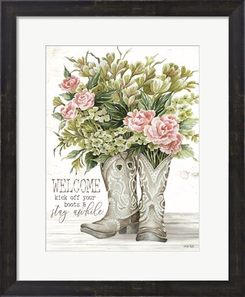 Framed Welcome Kick Off Your Boots Print