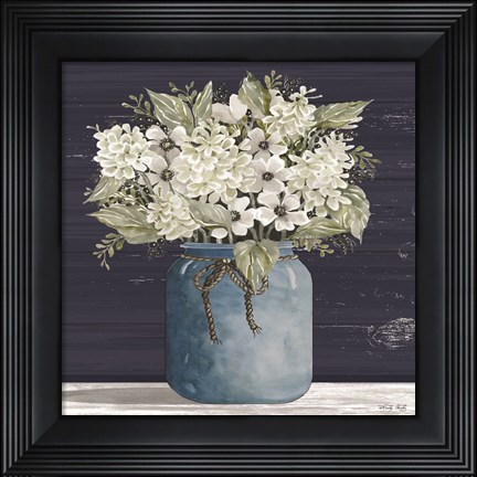 Framed White Flowers I Print