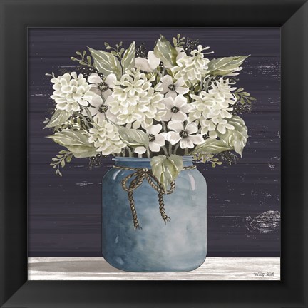 Framed White Flowers I Print