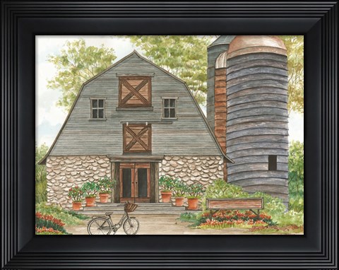Framed Bluebird Barn Print