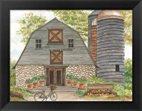 Framed Bluebird Barn Print