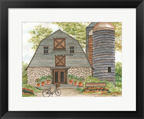 Framed Bluebird Barn Print