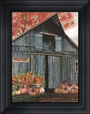 Framed Welcome Fall Barn Print