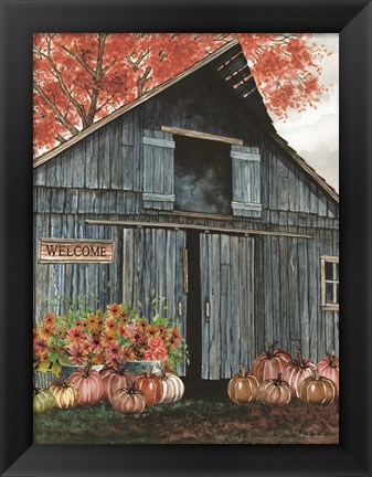 Framed Welcome Fall Barn Print