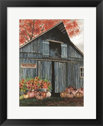 Framed Welcome Fall Barn Print