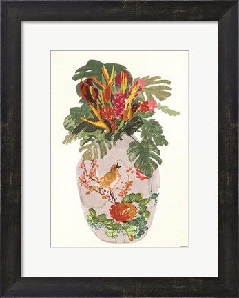 Framed Tropical Vase I Print