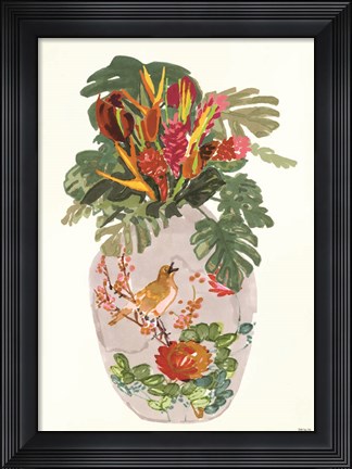 Framed Tropical Vase I Print