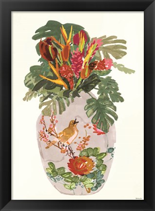 Framed Tropical Vase I Print