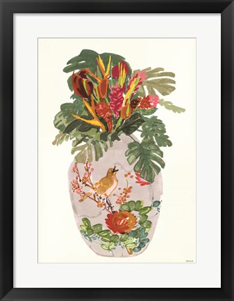 Framed Tropical Vase I Print