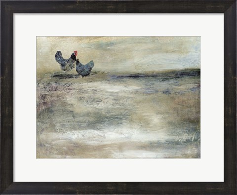 Framed Rooster Duet Print