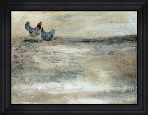 Framed Rooster Duet Print