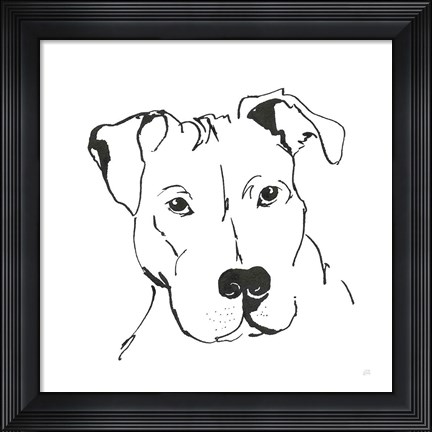 Framed Line Dog Pitbull II Print