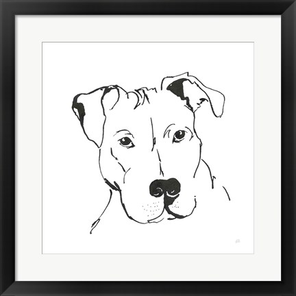 Framed Line Dog Pitbull II Print