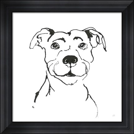 Framed Line Dog Pitbull I Print