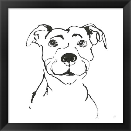 Framed Line Dog Pitbull I Print