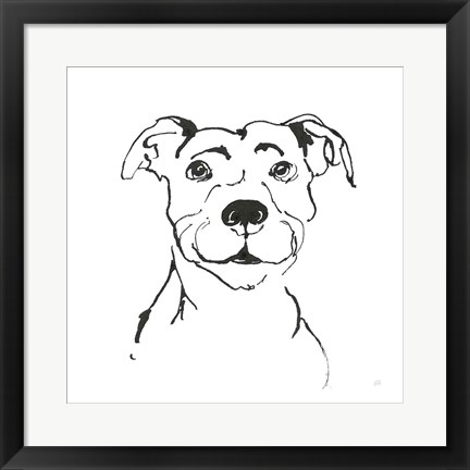 Framed Line Dog Pitbull I Print