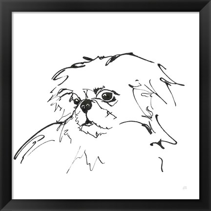 Framed Line Dog Pekingese Print