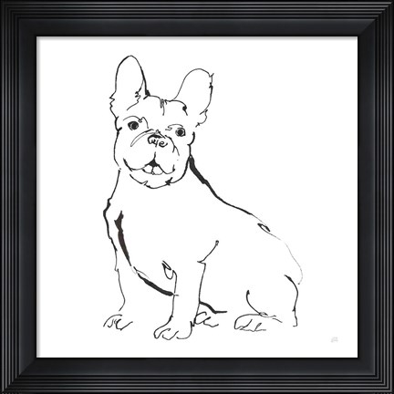 Framed Line Dog French Bulldog II Print