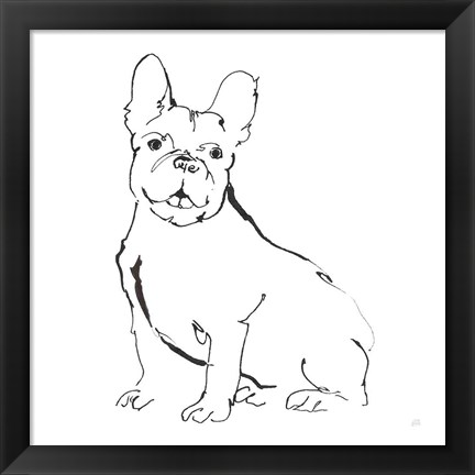 Framed Line Dog French Bulldog II Print