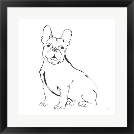 Framed Line Dog French Bulldog II Print