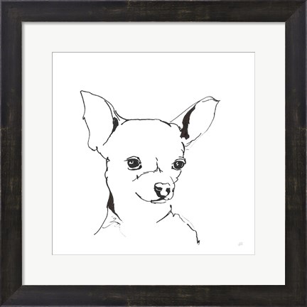 Framed Line Dog Chihuahua Print